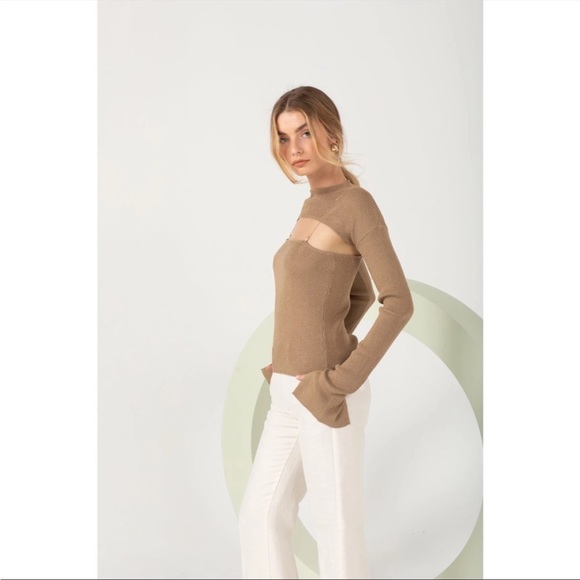 New Bubish Revolve Paloma knit sweater in Mocha Size Small - Picture 6 of 12